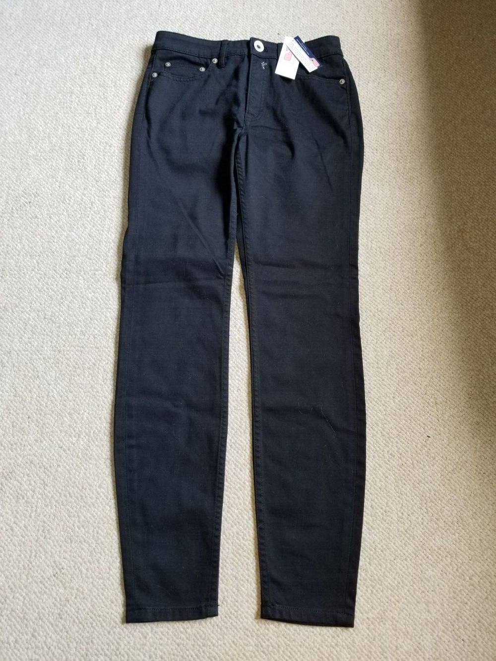 NWT $79.99 Womens Jeans-VINEYARD VINES-black stretch denim "High Rise Skinny"-25